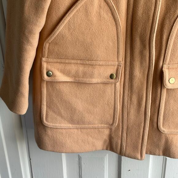 J. Crew Vail Faux Fur Tan Wool Blend Parka Overcoat Coat - Picture 5 of 8